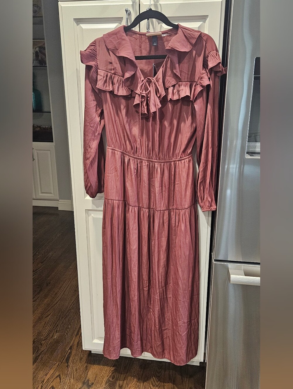 Universal Thread CINNAMON ROSE Ruffle Tiered Long Sleeve Maxi Dress